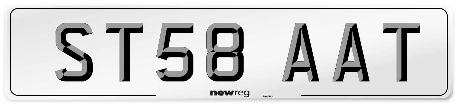ST58 AAT Number Plate from New Reg